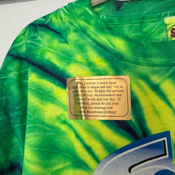 New Vintage 1990s Green Neon Tie Dye Scooby Doo T-Shirt 90s Y2K Gatlinburg NOS - Picture 3 of 6
